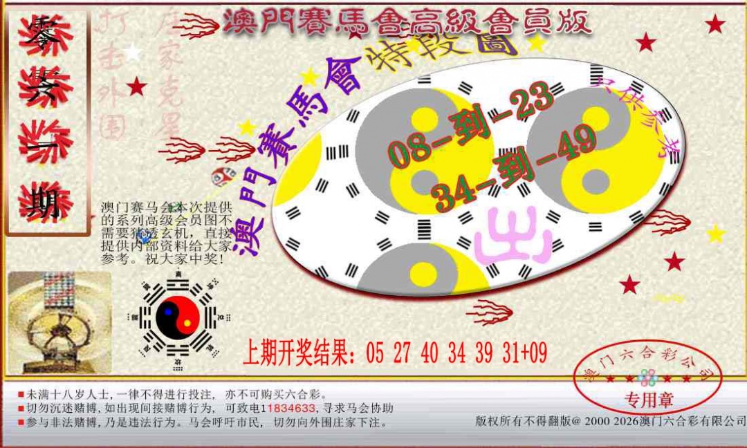 061期赛马会高级段数图[图]