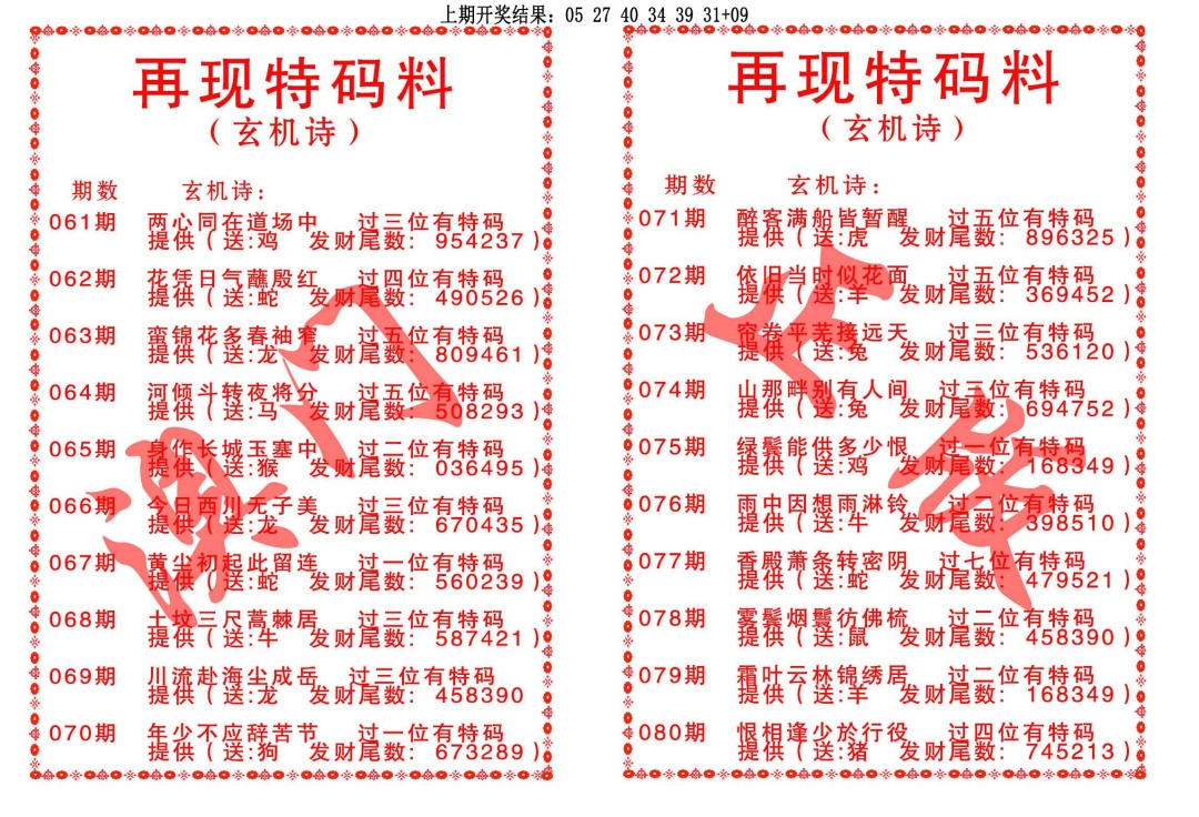 061期再现特码料[图]