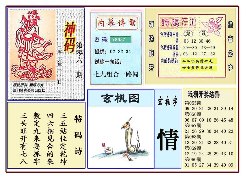 061期黄大仙神码[图]