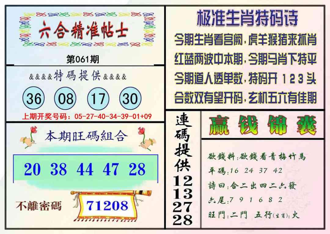 061期精准贴士[图]