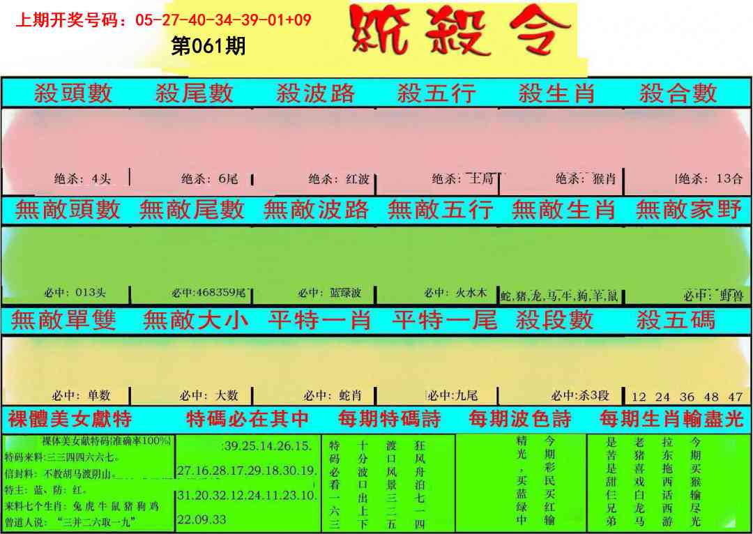 061期统杀令[图]
