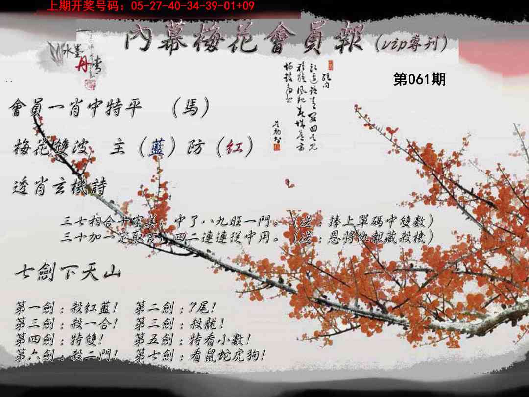 061期内幕梅花会员报[图]