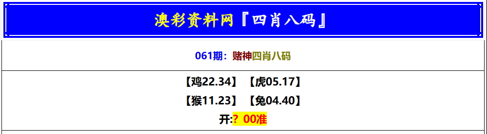 061期赌神四肖八码[图]
